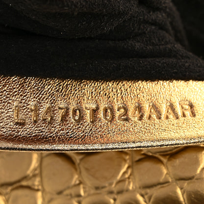 Tom Ford Metallic Calfskin Crocodile Embossed Mini Bianca Hobo Gold 8 of 15