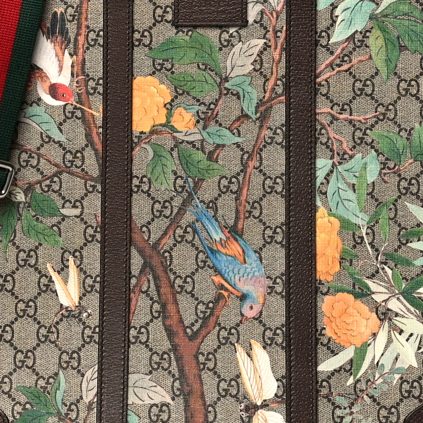 GG Supreme Monogram Tian Web Vertical Tote Beige Multicolor New Acero