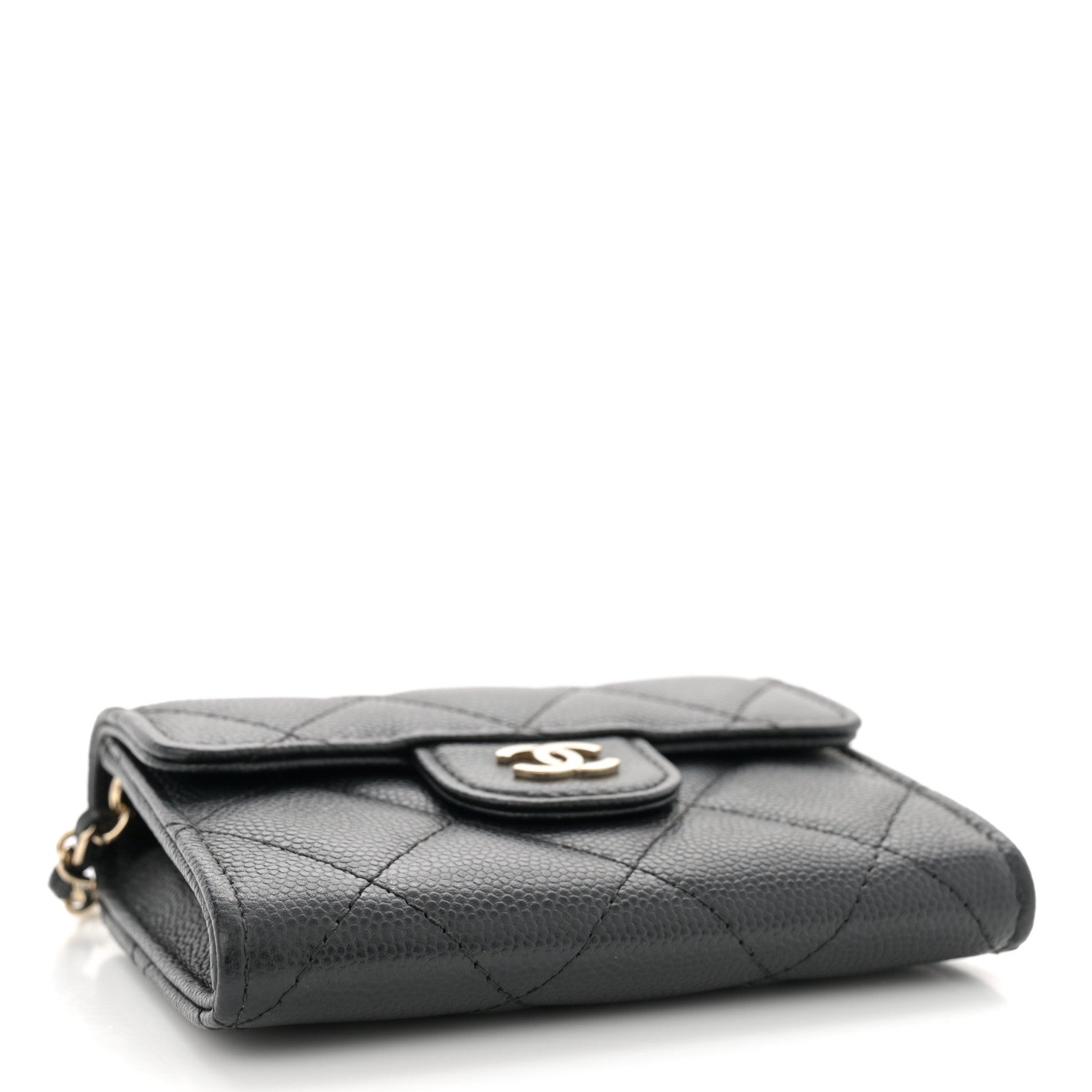 Chanel Caviar Quilted Flap Card Holder On Chain Black 4 of 11