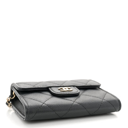Chanel Caviar Quilted Flap Card Holder On Chain Black 4 of 11