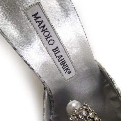 FASHIONPHILE MANOLOBLAHNIKLeatherSilverLacePumps38 8 of 8