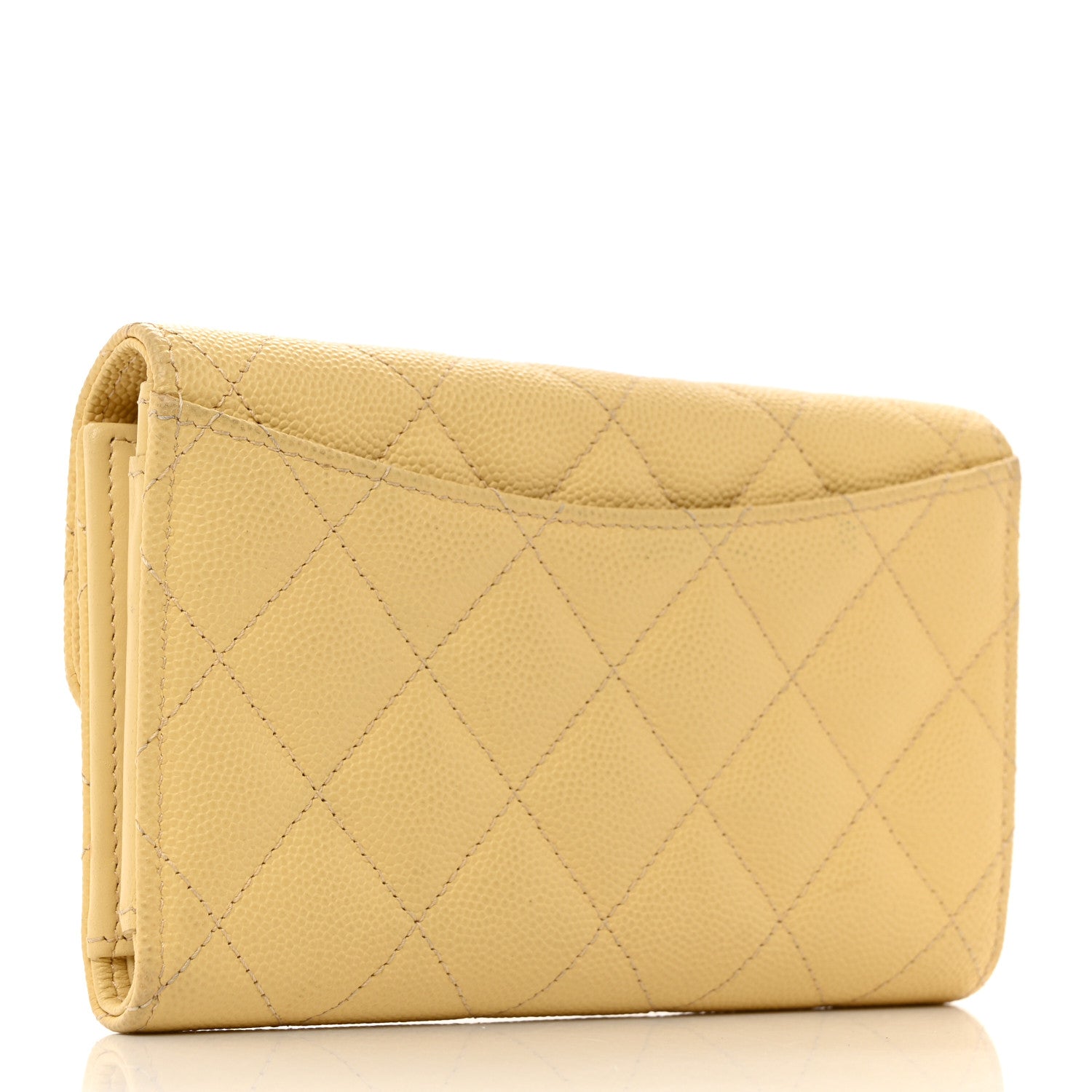 Chanel Caviar Quilted Medium Flap Wallet Light Yellow 3 of 9