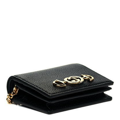 Gucci Grainy Calfskin Zumi Chain Card Case Wallet Black 4 of 8