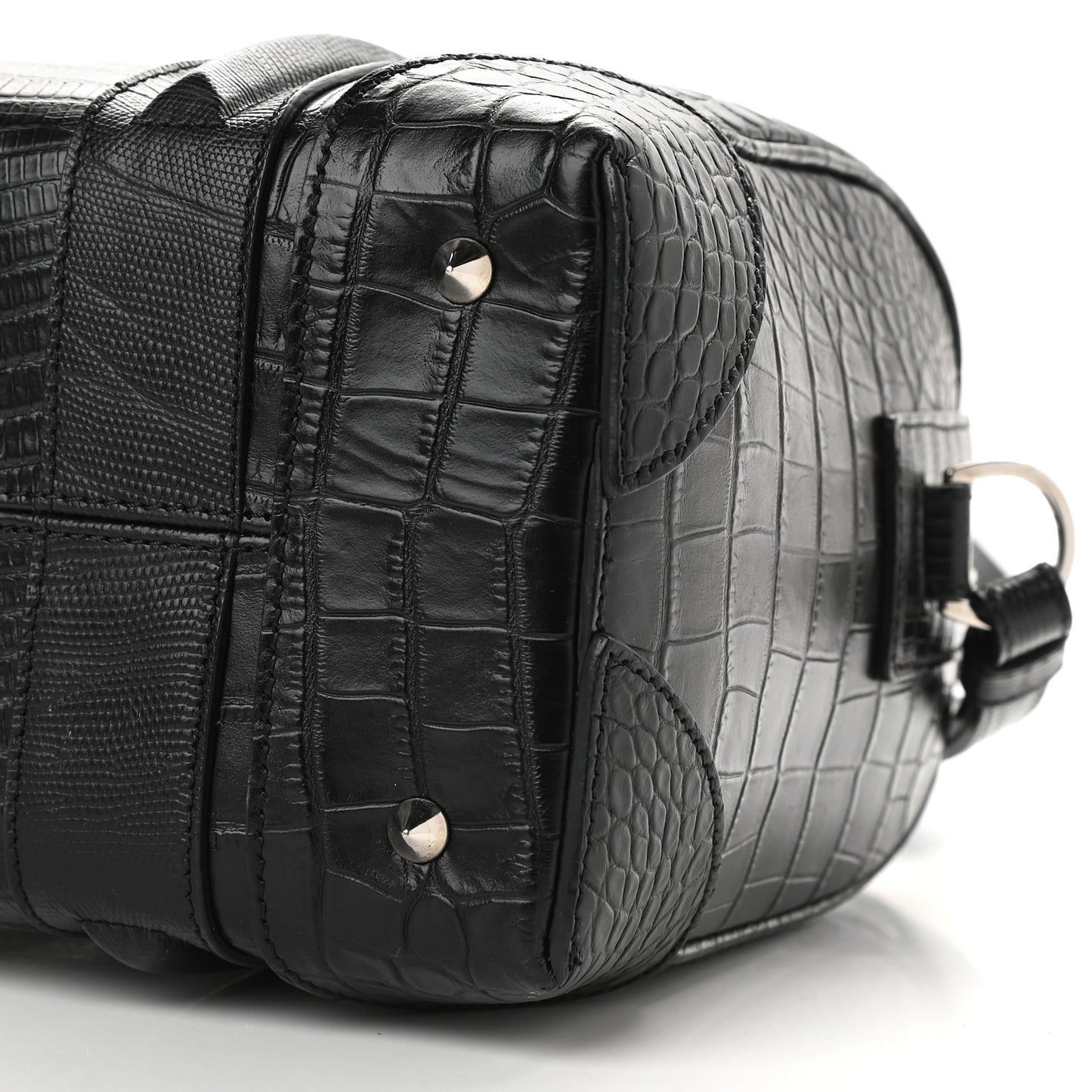 Calfskin Crocodile Embossed Mini Lucrezia Black