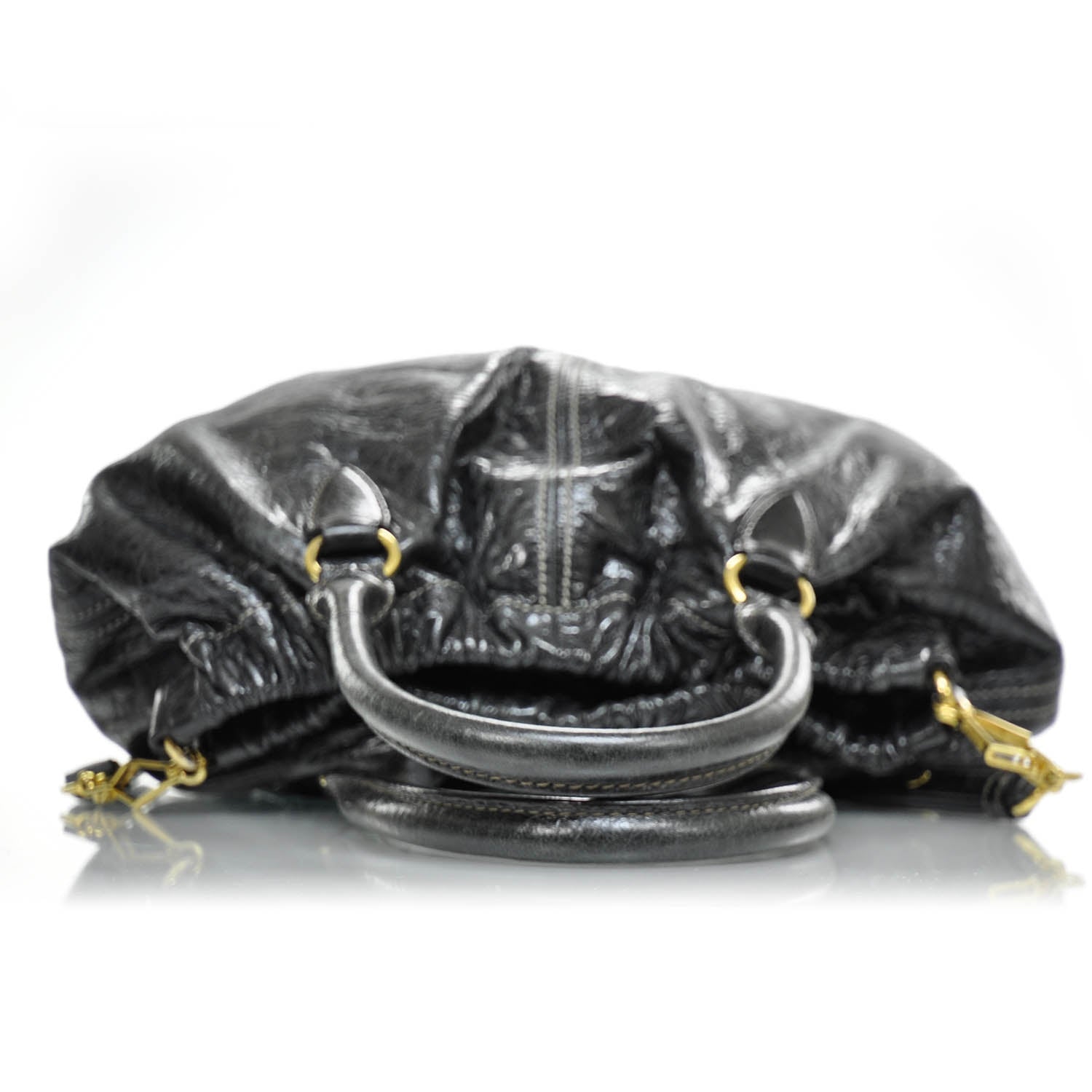 Miu Miu Leather Gathered Tote Black 6 of 9