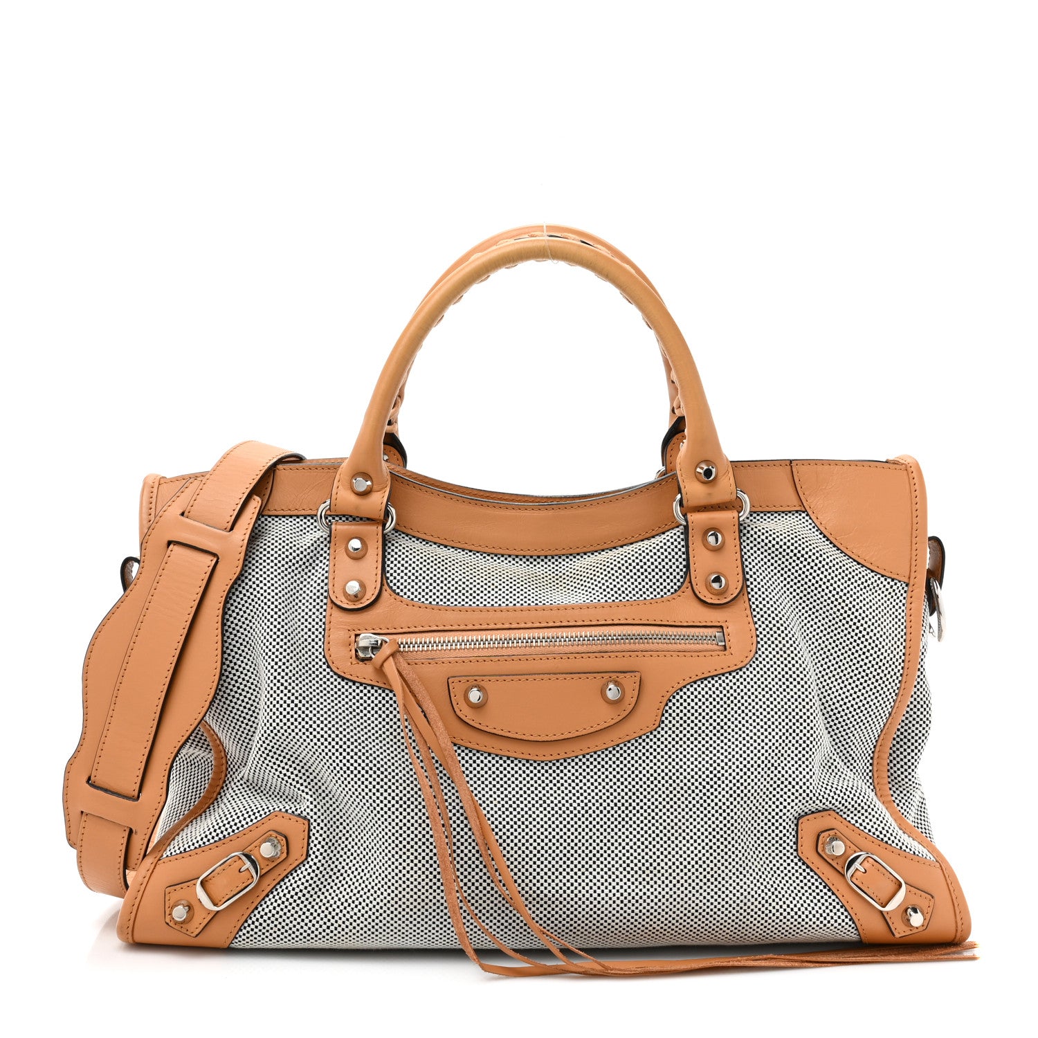 Balenciaga Calfskin Twill Perforated Classic Hardware City Tan 1 of 16