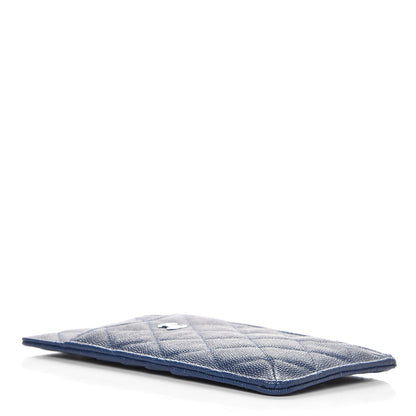 Chanel Caviar Quilted Classic Flat Wallet Pouch Blue 4 of 8