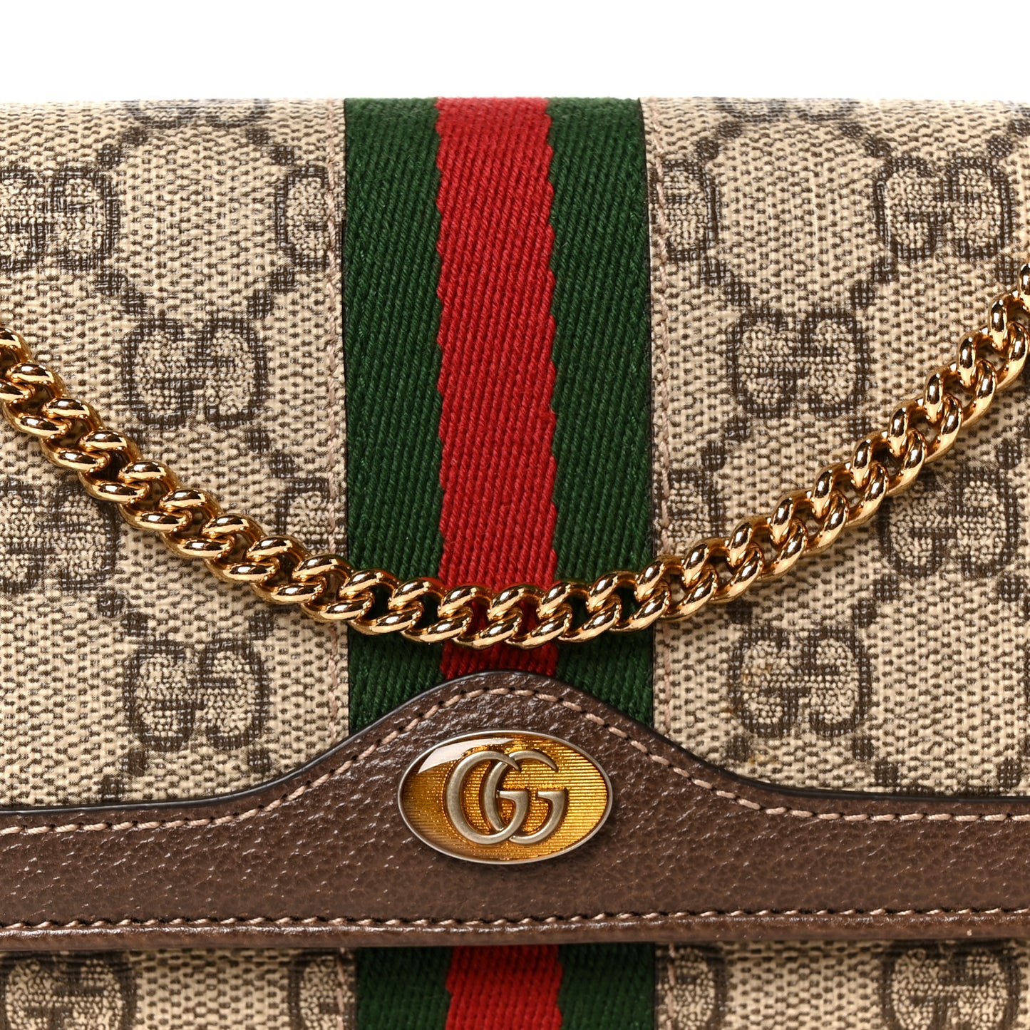 GG Supreme Monogram Web Ophidia Wallet On Chain Brown