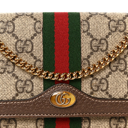 Gucci GG Supreme Monogram Web Ophidia Wallet On Chain Brown 8 of 11