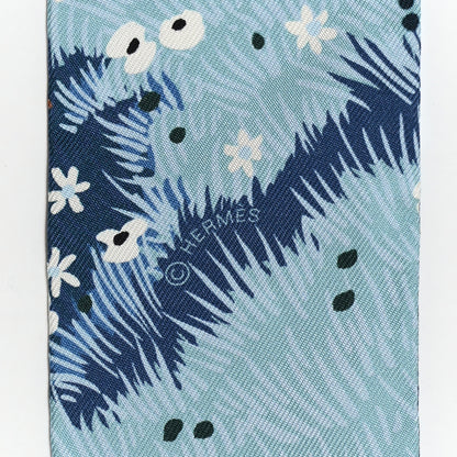 Hermes Silk Dans un Jardin Anglais Twilly Ciel Marine Brun 3 of 4