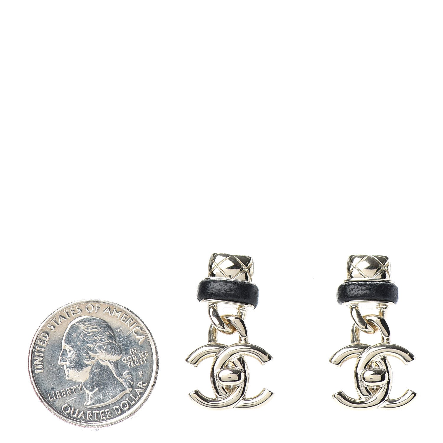 Chanel Lambskin CC Turnlock Drop Earrings Gold Black 2 of 4