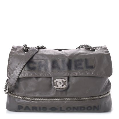 Chanel Calfskin Large Expandable Paris London Flap Bag Grey 1 of 8