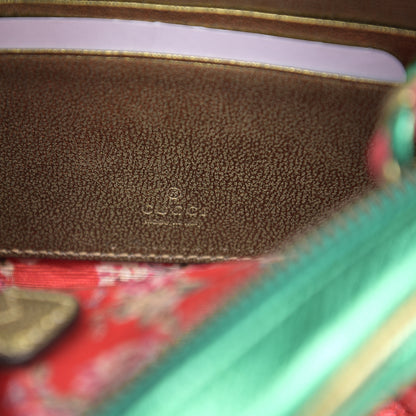 Gucci Laminated Nappa Trapuntata Mini Zumi Dome Shoulder Bag Rosso Jasmine Green Rame 5 of 8