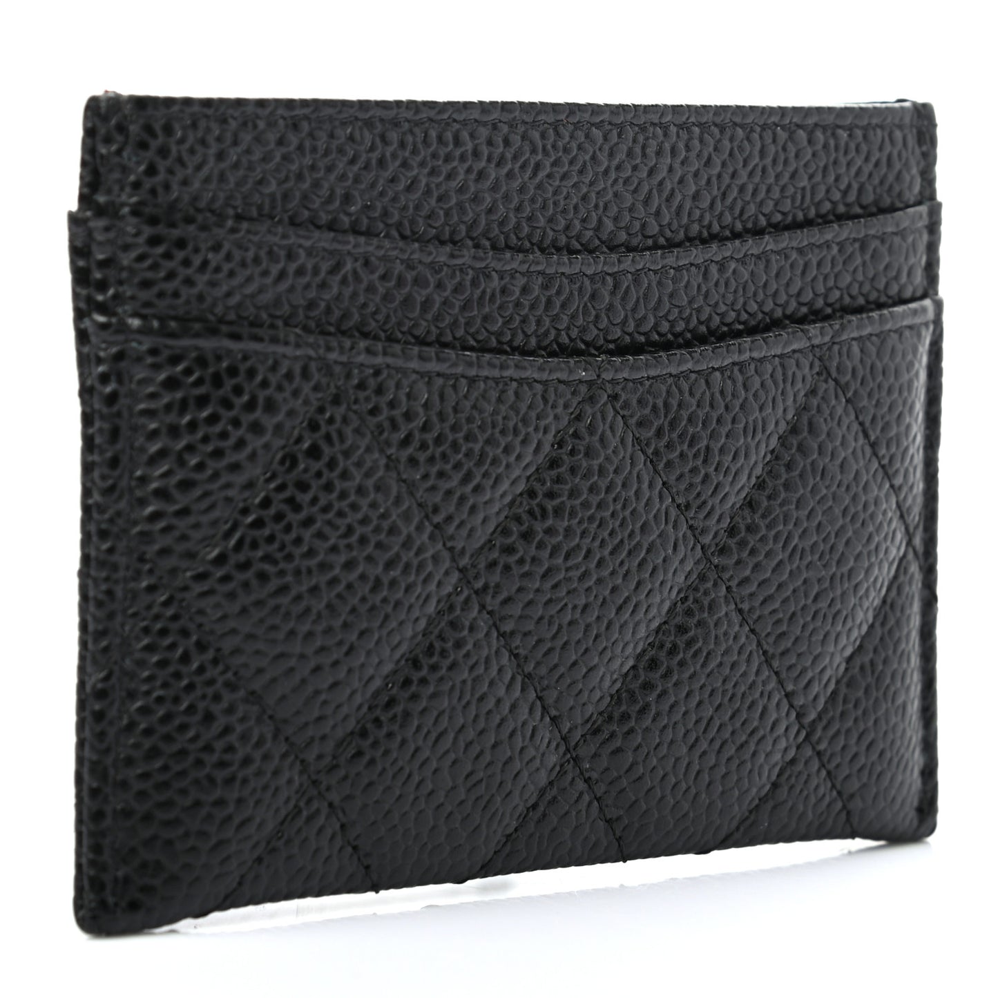 Caviar Quilted Card Holder Black