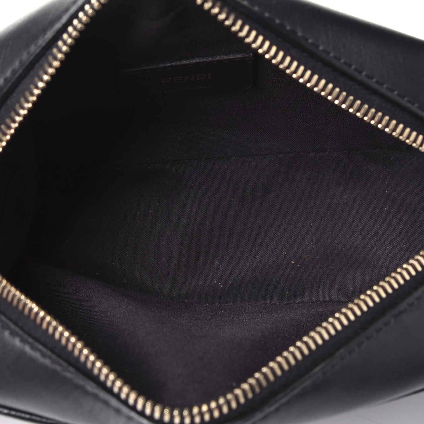 Glazed Fabric Vitello Century FF 1974 Stamp Patch Mini Camera Case Mogano Panna Black