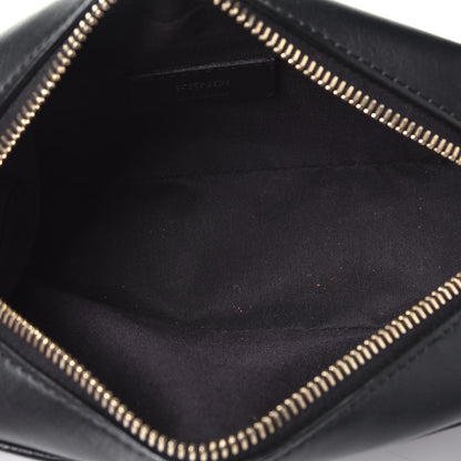 Fendi Glazed Fabric Vitello Century FF 1974 Stamp Patch Mini Camera Case Mogano Panna Black 5 of 9