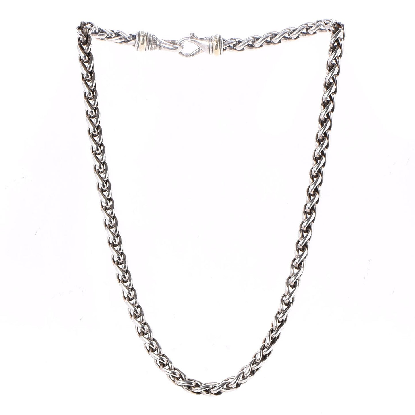 Sterling Silver Medium 14k Gold 6mm Wheat Chain Necklace