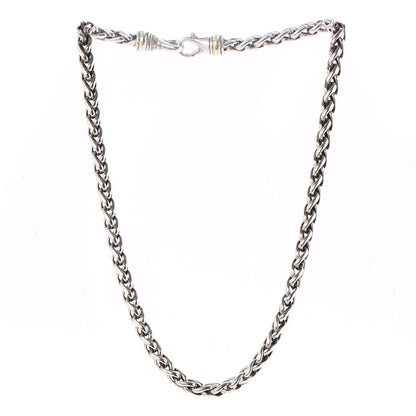 David Yurman Sterling Silver Medium 14k Gold 6mm Wheat Chain Necklace 3 of 5