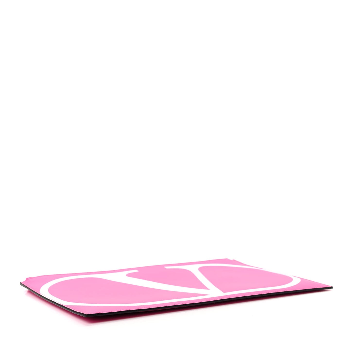 Calfskin Large VLogo Flat Zip Pouch Azalea White