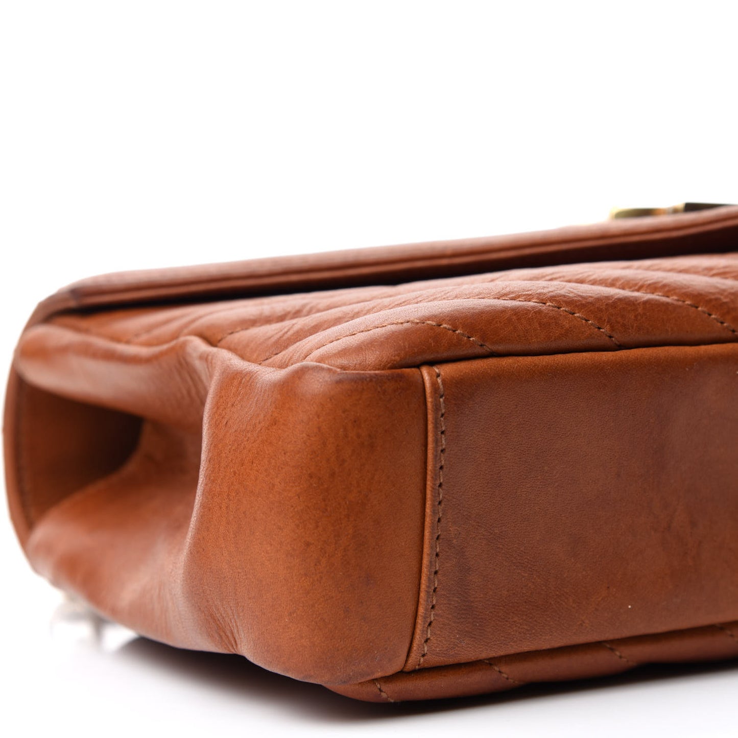 Calfskin Matelasse Chevron Monogram Medium College Satchel Cognac