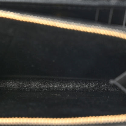 Saint Laurent Grain De Poudre Matelasse Chevron Monogram Compact Zip Around Wallet Black 6 of 8