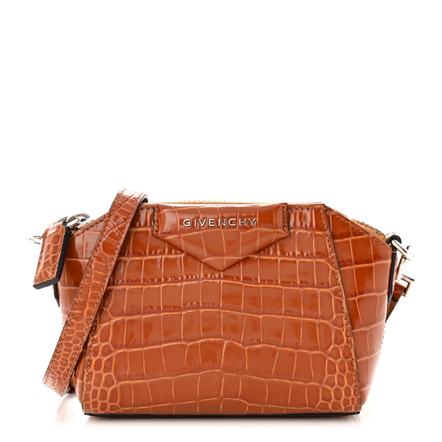 Calfskin Crocodile Embossed Nano Antigona Tan