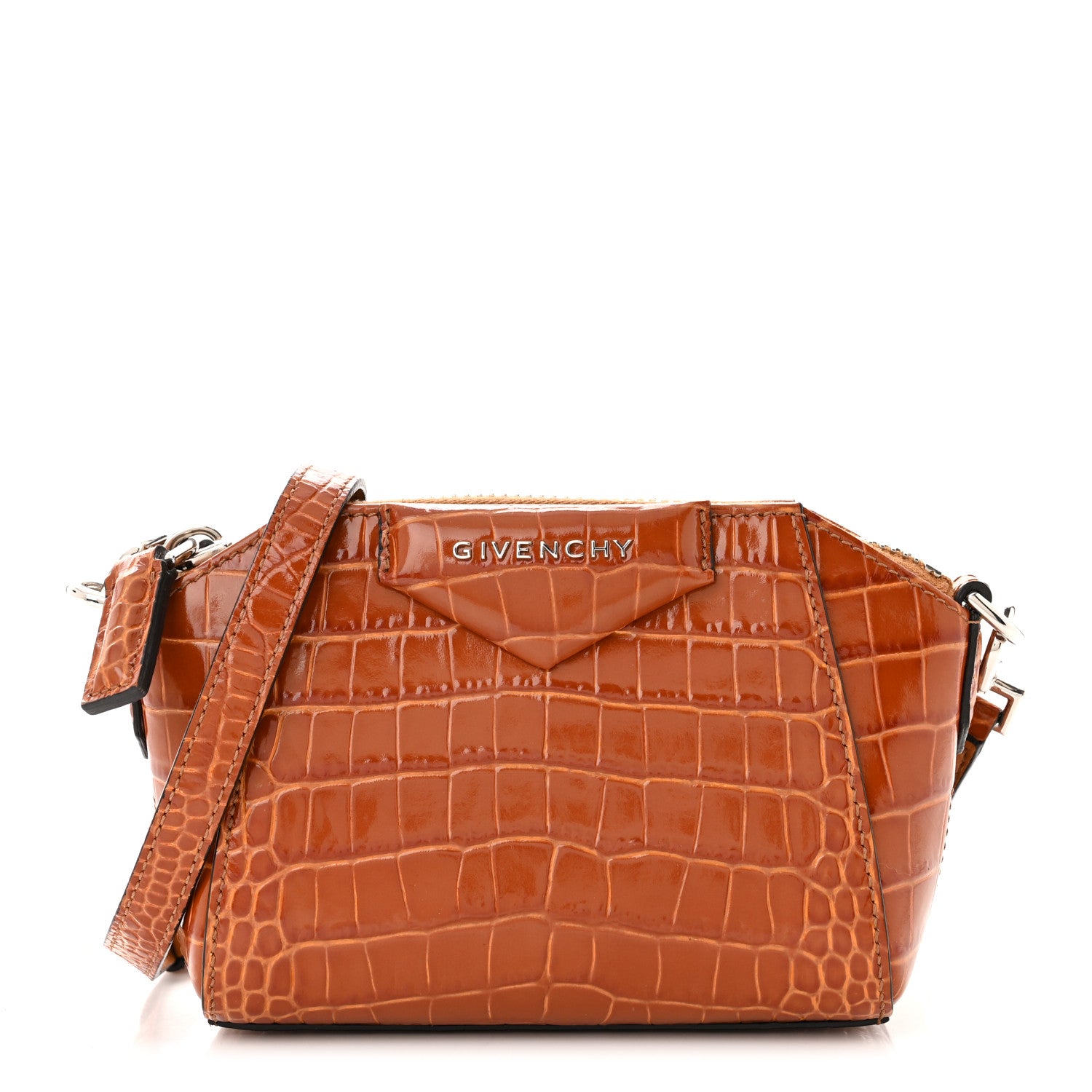 Givenchy Calfskin Crocodile Embossed Nano Antigona Tan 1 of 10