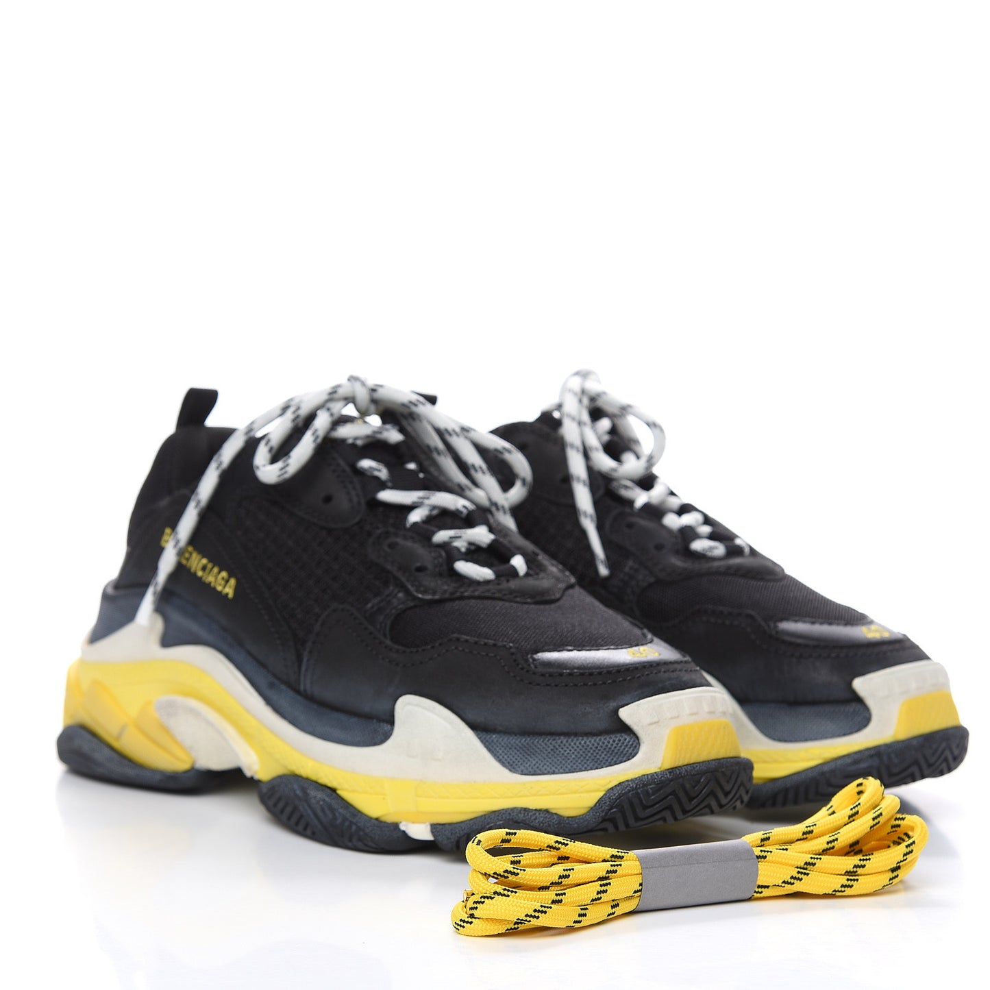 Fabric Mesh Womens Triple S Sneakers 40 Black Yellow
