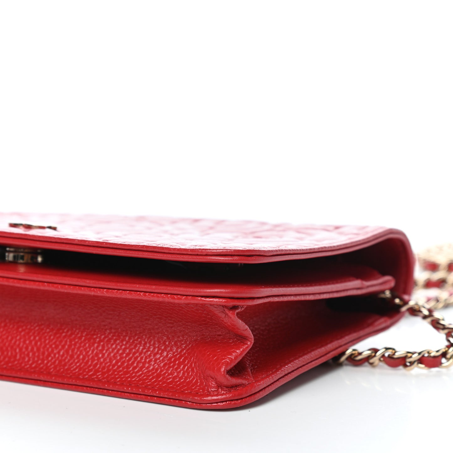 Caviar Camellia Embossed Wallet On Chain WOC Red