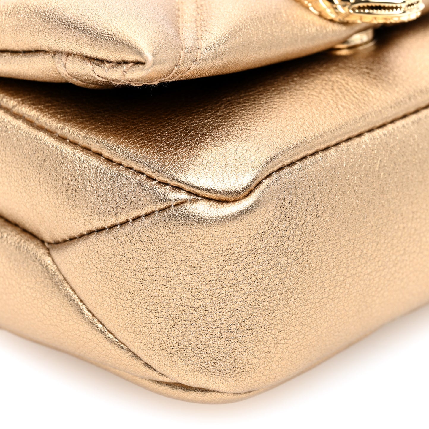 Metallic Calfskin Serpenti Cabochon Micro Bag Gold