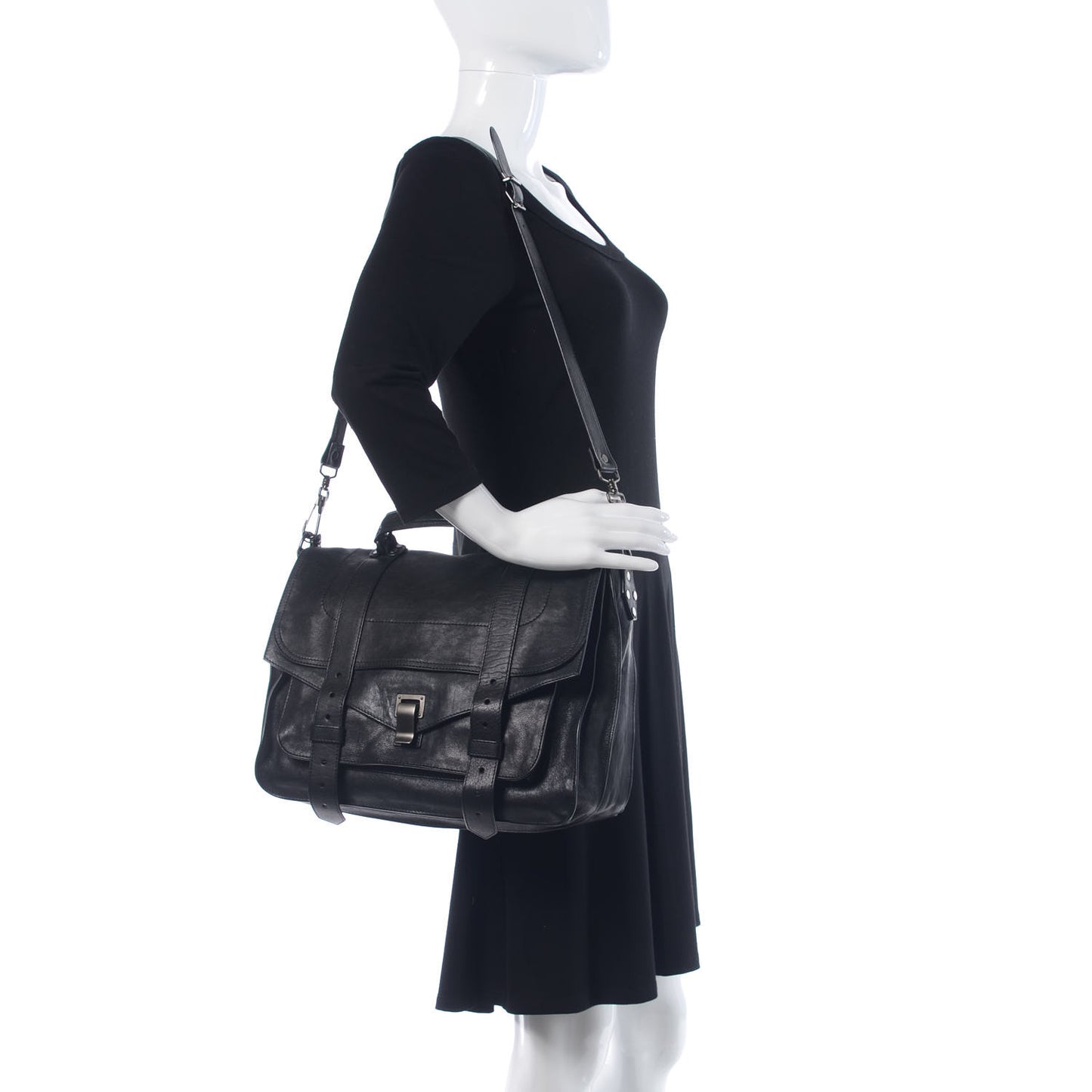 Lambskin PS1 Large Satchel Black
