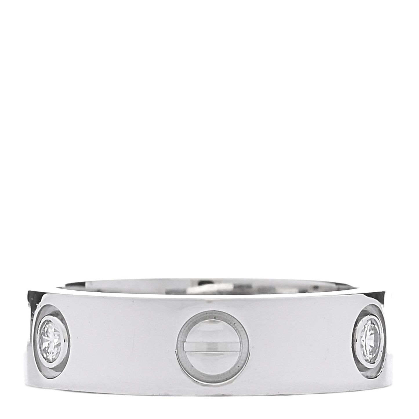 18K White Gold 3 Diamond 5.5mm LOVE Ring 54 7