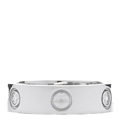 Cartier 18K White Gold 3 Diamond 5.5mm LOVE Ring 54 7 3 of 5