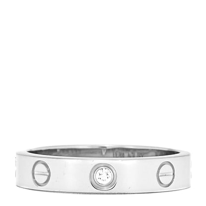 Cartier 18K White Gold Diamond 4mm LOVE Wedding Band Ring 54 7 2 of 8