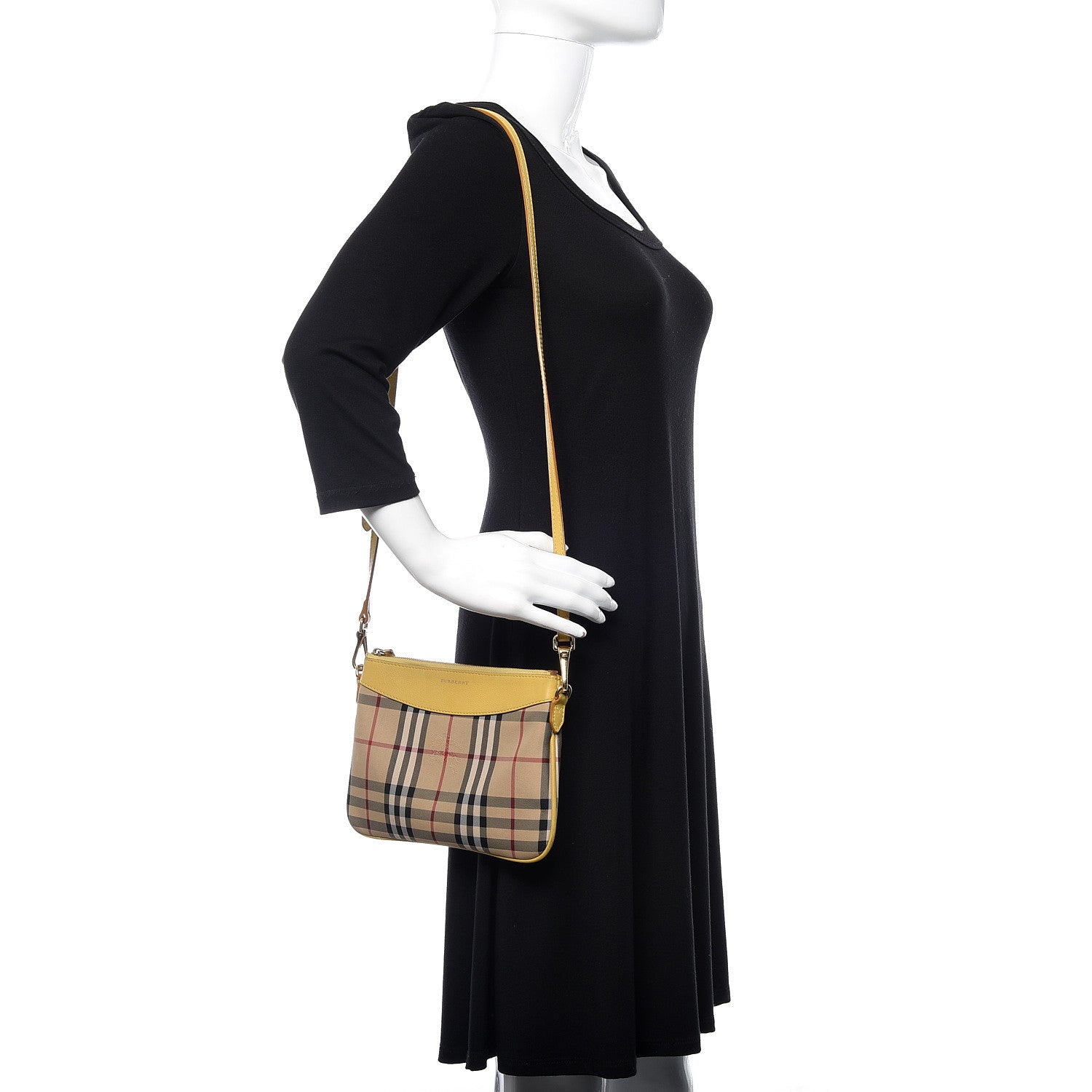 Burberry Horseferry Check Peyton Crossbody Clutch Bag Yellow 2 of 9