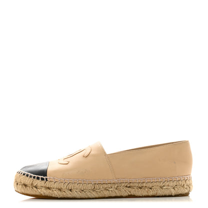 Chanel Lambskin CC Espadrilles 38 Beige Black 1 of 11