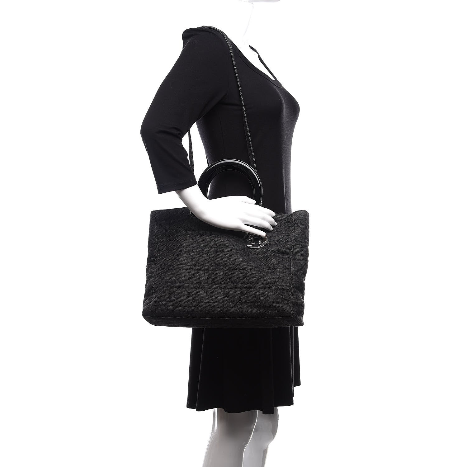 Christian Dior Denim Cannage Soft Large Lady Dior Tote Black 2 of 11