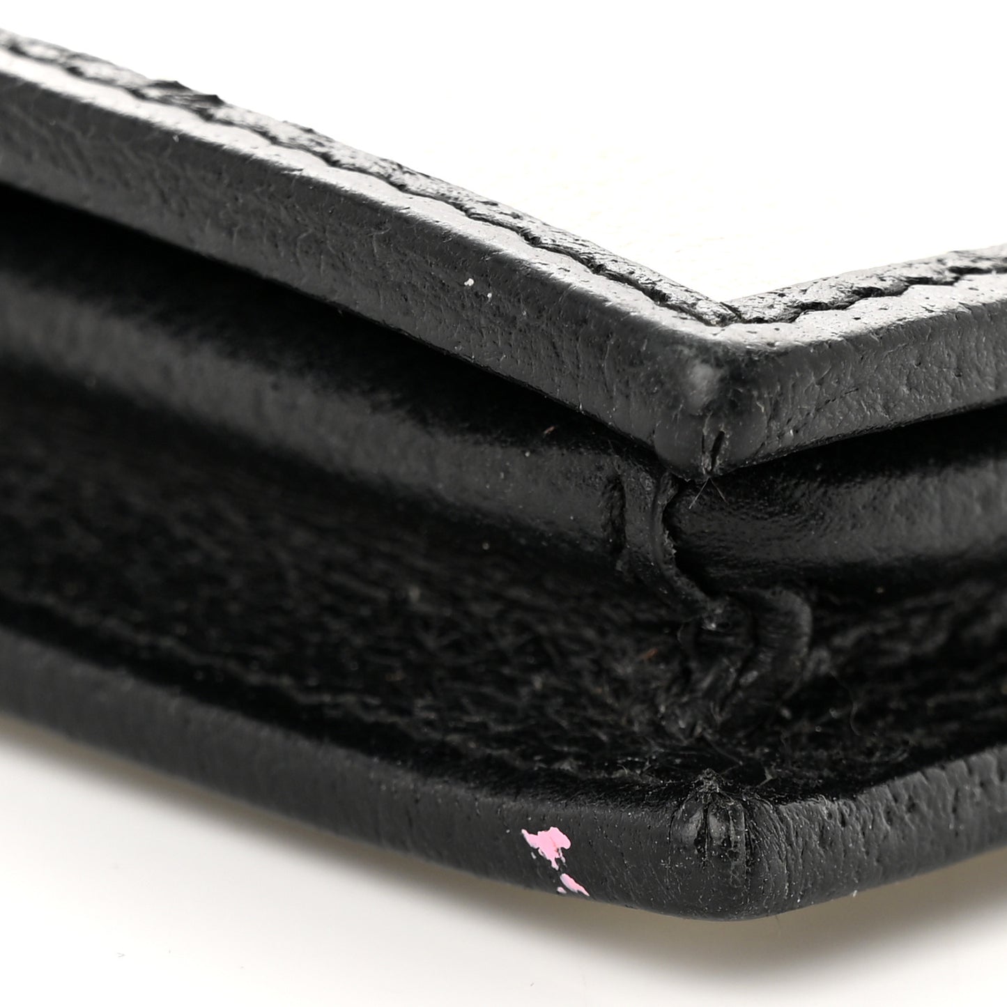 X ADIDAS Textured Dollar Calfskin Trefoil Embossed Wallet On Chain Off White Black