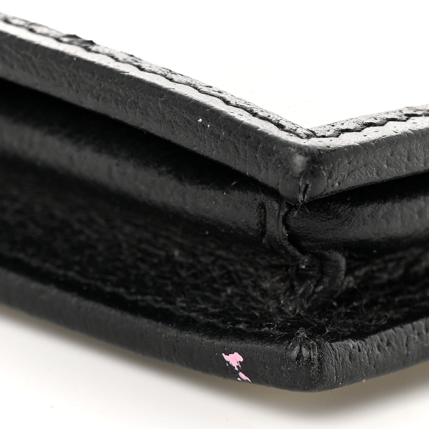 Gucci X ADIDAS Textured Dollar Calfskin Trefoil Embossed Wallet On Chain Off White Black 16 of 17