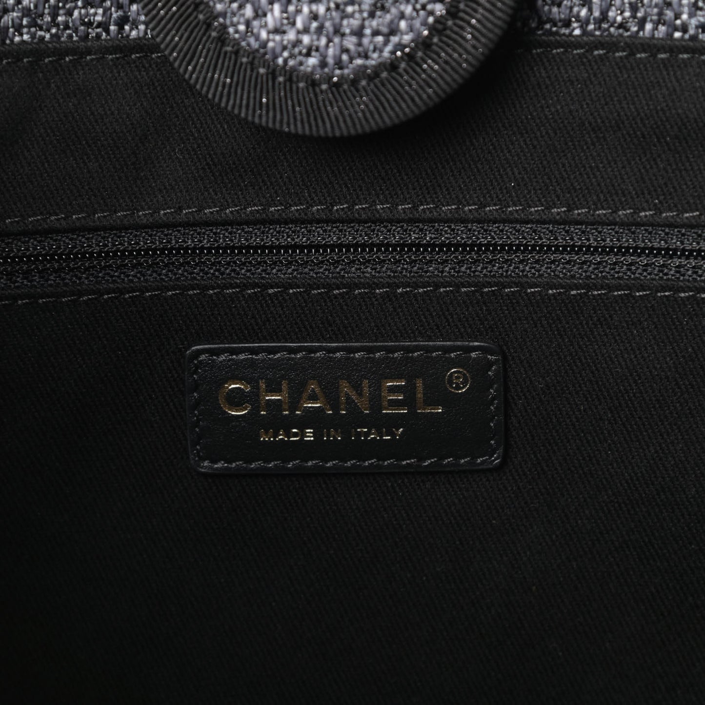 Woven Straw Raffia Small Deauville Tote Charcoal