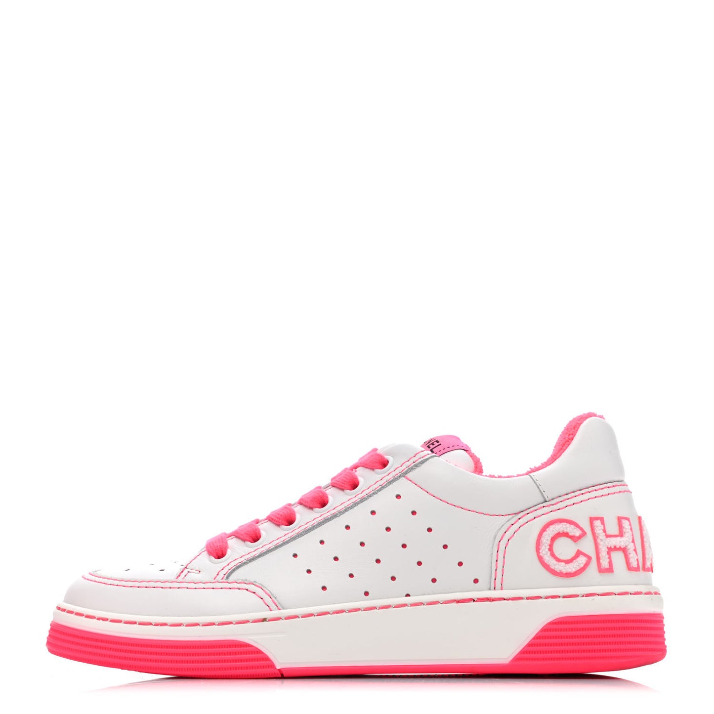 Calfskin Womens Logo Sneakers 36 Fuchsia White