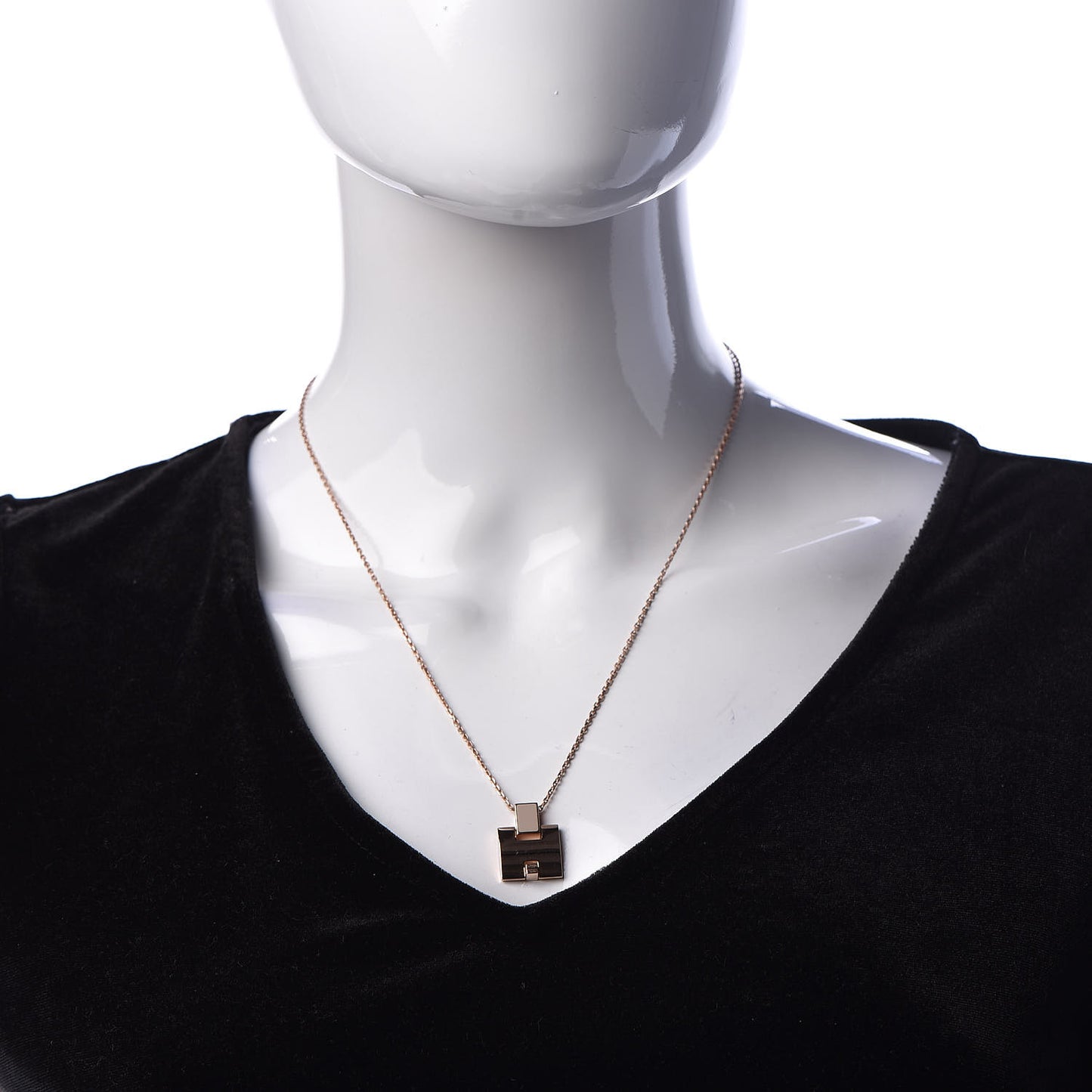 Rose Gold Plated Lacquered Eileen Pendant Necklace Marron Glace