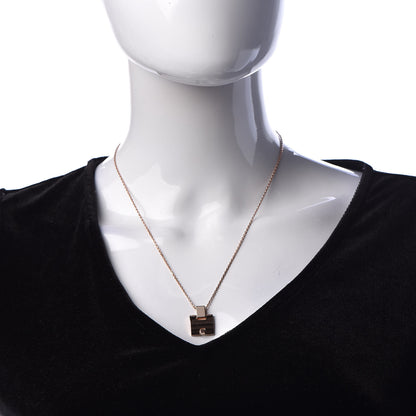 Hermes Rose Gold Plated Lacquered Eileen Pendant Necklace Marron Glace 1 of 7