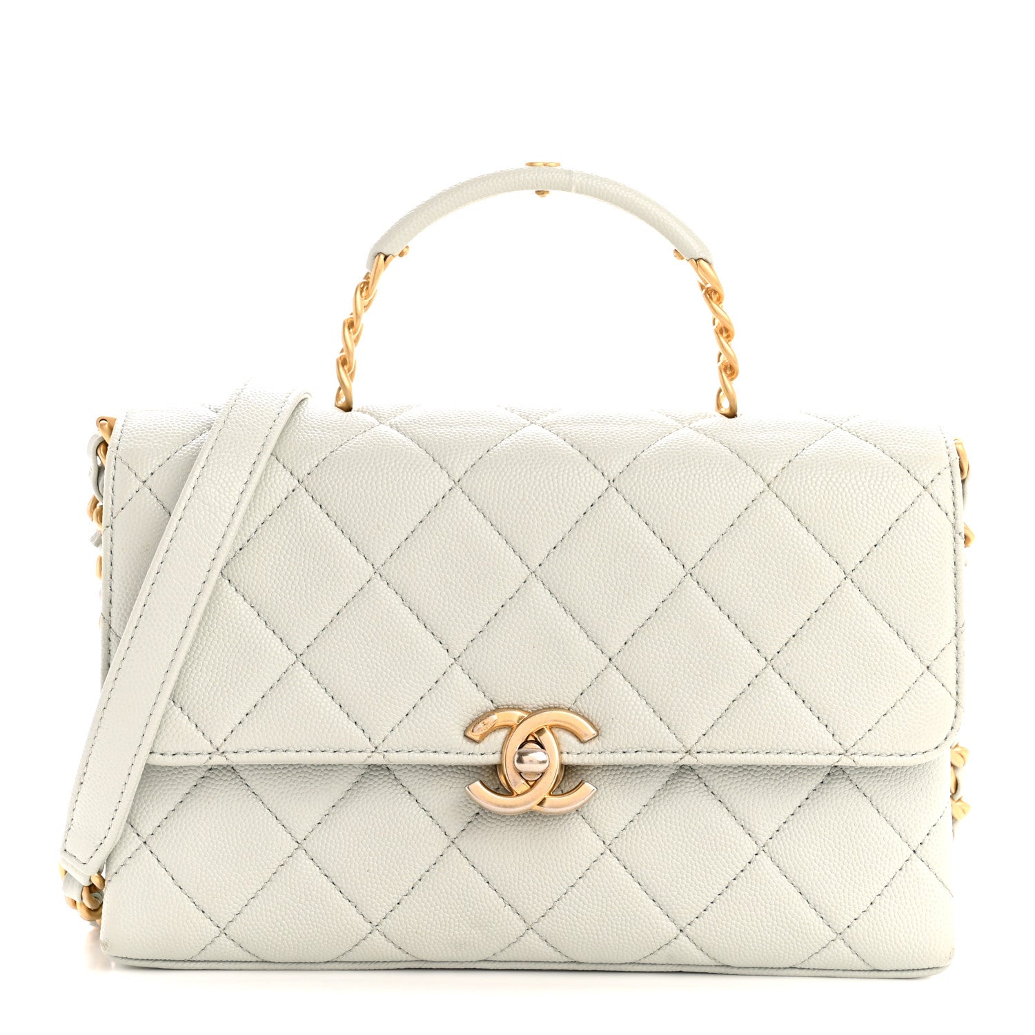 Chanel Caviar Quilted Medium Carry Me Top Handle Flap Light Blue 1 of 13