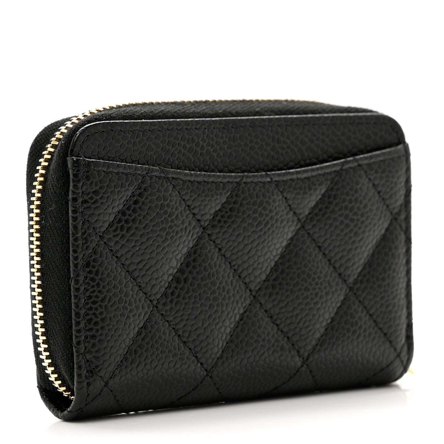 Caviar Quilted Zip Coin Purse Black