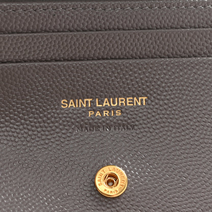 Saint Laurent Grain De Poudre Matelasse Chevron Monogram Flap Card Case Storm 6 of 8