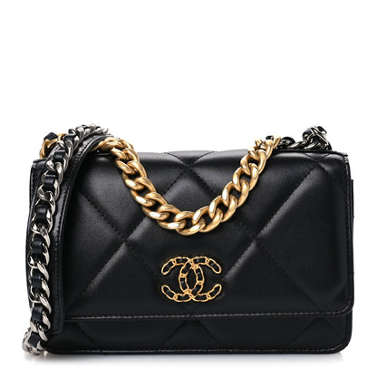 Chanel Lambskin Quilted Chanel 19 Wallet On Chain WOC Black 1 of 11