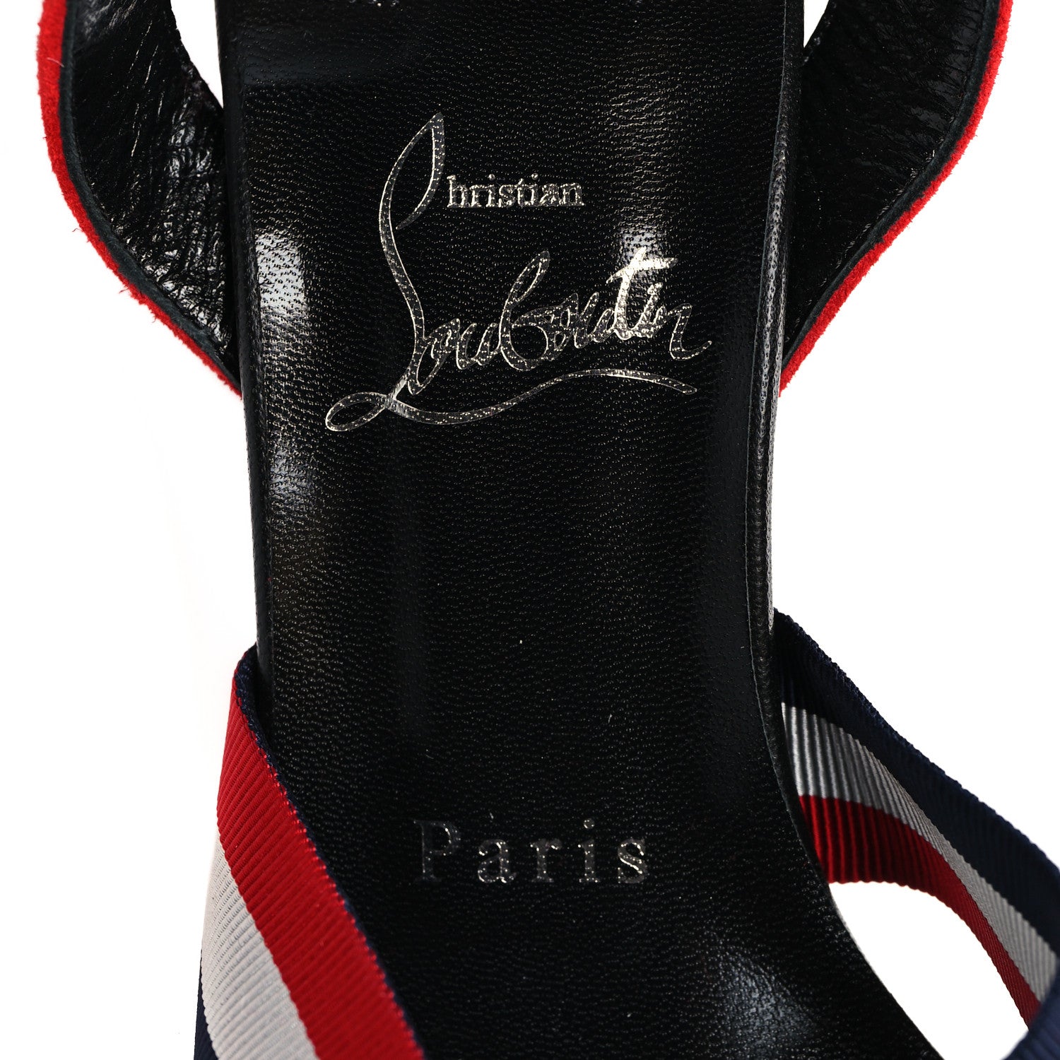 Christian Louboutin Suede Water Poleta Striped Sandals 37 Red Blue 7 of 7