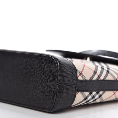 Burberry Calfskin Nova Check Shoulder Bag Black 7 of 9