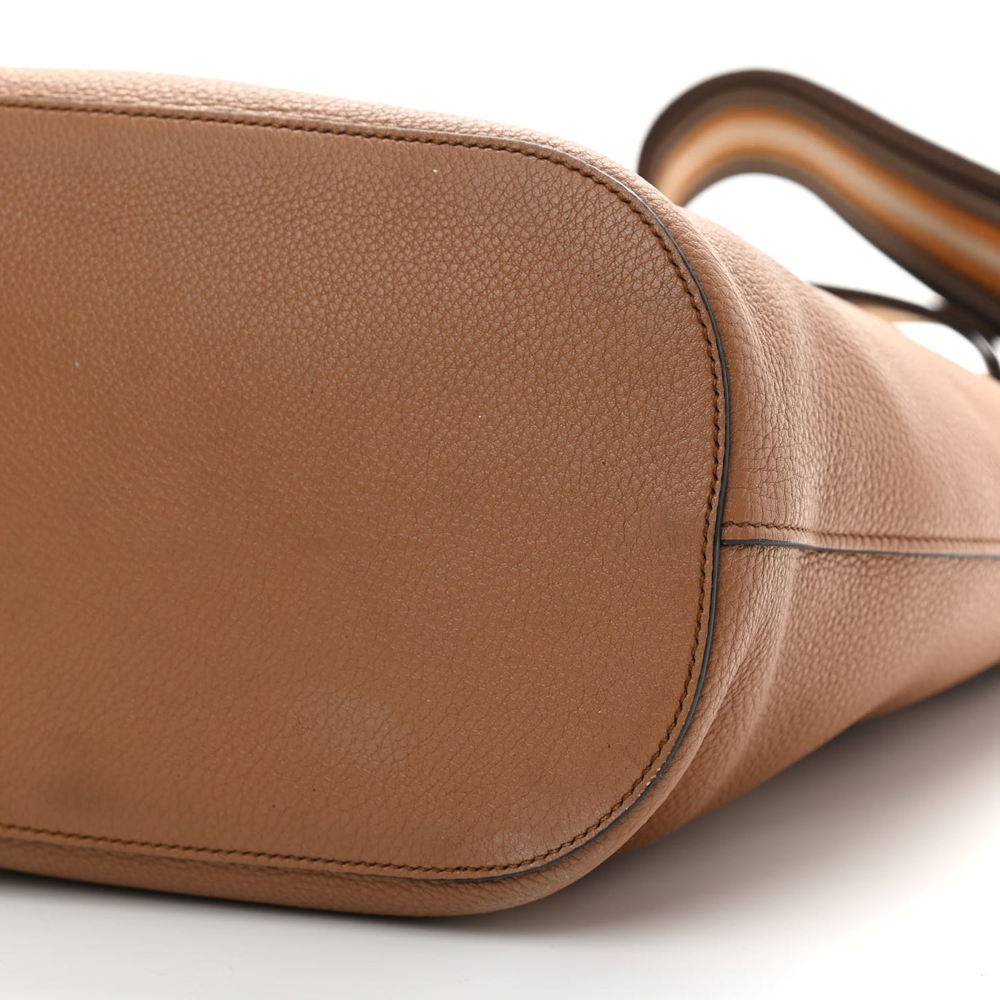 Vitello Phenix Embossed Logo Shoulder Bag Brown
